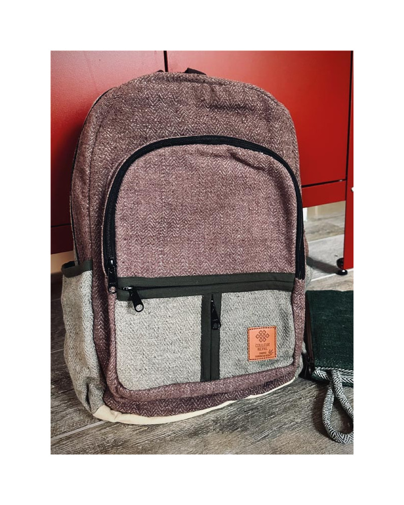 Sac à dos 100% chanvre, artisanat népalais